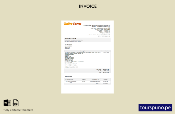 lista para imprimir la plantilla de factura de empresa de India Online Server